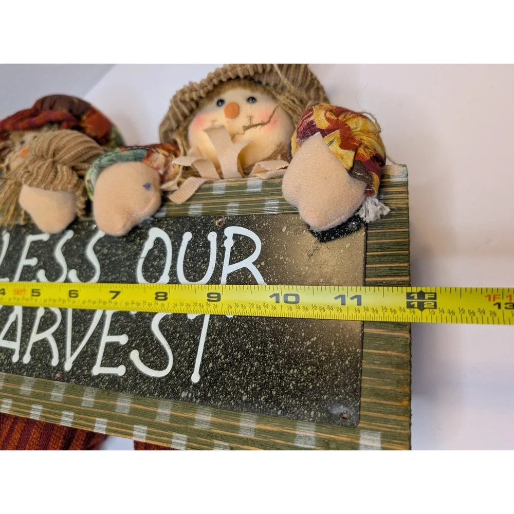 Bless Our Harvest Fall Wall Sign Scarecrow Doll Autumn Thanksgiving Decor